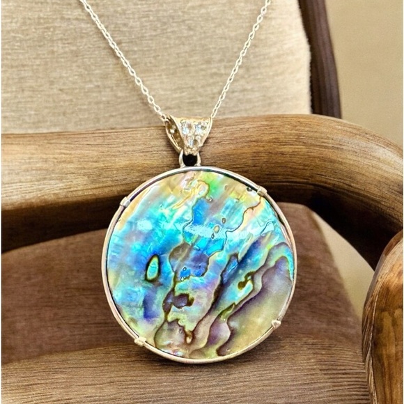 BBJ 925 Sterling Abalone/Turquoise/Topaz Necklace (24”) - Picture 5 of 10